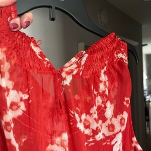 Red Floral Blouse
